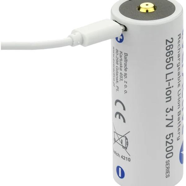 Pilha Lithium 26650 3.7V 5200mAh Recarregável p/ microUSB c/ LED de Estado - everActive