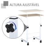 Mesa de computador para Hogar escritorio Altura Ajustável Mesa Compacta com Rodas 60x40x68 - 78cm Cor Branco