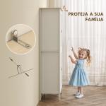 Armário de Cozinha com Luz LED Sensor de Movimento Móvel Auxiliar de Cozinha com Iluminação Regulável em 3 Cores 4 Portas e Prateleiras Ajustáveis 80x40x176,5 cm Branco