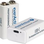 Pilha Lithium 6F22 9V (7,4V) 550mAh Recarregável p/ USB - C - everActive