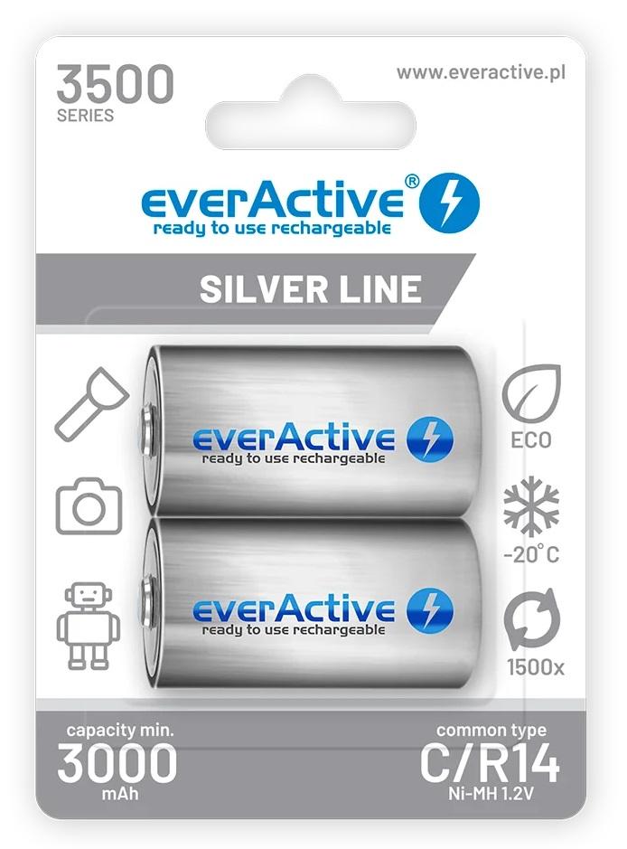 Blister 2x Pilhas Recarregáveis C / R14 NI - MH 1,2V 3500mAh (min 3000mAh) RTU - everActive