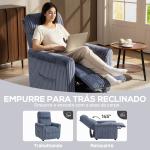 Poltrona Relax Reclinável Manual Estofada em Veludo com Apoio para Pés 73x86x100 cm Azul Escuro