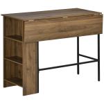 Mesa de Bar Extensível Mesa de Bistrô com 3 Prateleiras de Armazenamento e Estrutura de Metal 120x76x91,4cm Marrom