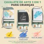 Cavalete de Pintura para Crianças 3 em 1 para Crianças acima de 3 Anos com Rolo de Papel e Cestos de Arrumação 54x46x94 cm Verde