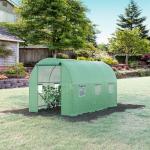 Estufa Tipo Túnel de Jardim 350x200x200cm Estufa de Jardim com 6 Janelas Respiráveis e Porta Enrolável com Zíper para Cultivo de Plantas e Verduras Verde