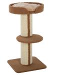 Arranhador para Gatos Altura 91 cm de 3 Níveis com Ninho Plataforma e Poste de Sisal 45x45x91 cm Marrom Claro