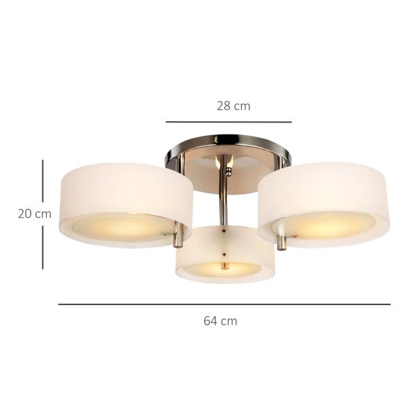 Candeeiro de Teto Moderno Candeeiro Suspenso com Ecrã em Acrílico e Suporte para Lâmpada E27 Ø64x20 cm Branco