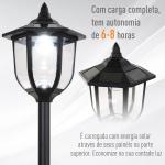Candeeiro Solar com Painel Solar Candeeiro de Jardim com 6 LEDS Autonomia 6 - 8 horas Ø26x177 cm Preto