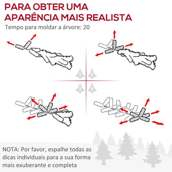 Árvore de Natal Artificial 150cm Ignífugo com 420 Ramos 48 Decorações Folhas de PVC e Suporte Metálico Verde