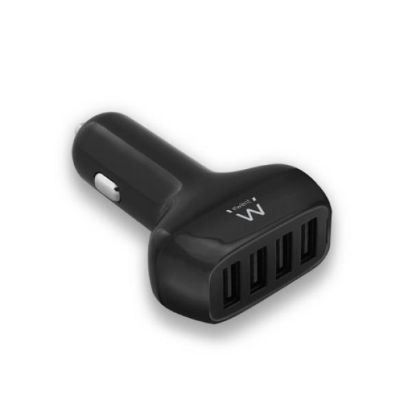 Carregador de Isqueiro 4x USB 5V / 2.4A 12W (Preto) - EWENT