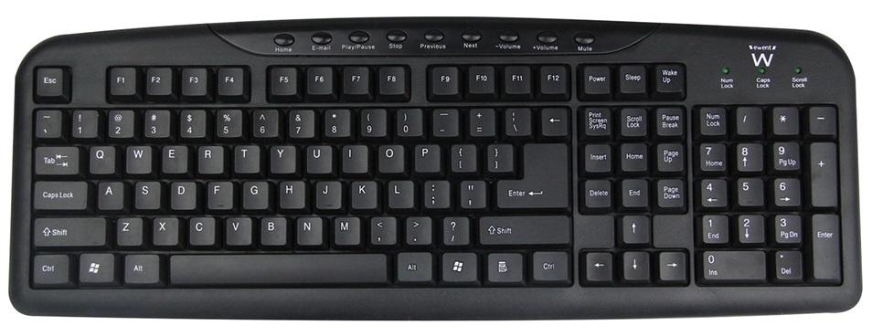 Teclado Multimédia USB Layout PT QWERTY (Preto) - EWENT