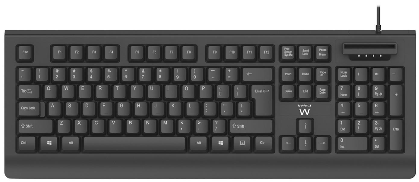 Teclado Universal USB QWERTY PT c/ Smart Card Reader (Preto) - EWENT