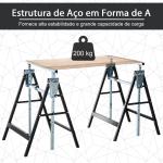 Conjunto de 2 Cavaletes Telescópicos Dobráveis com Altura Ajustável Cavaletes de Serra de Aço para Mesa de Trabalho Carga 200kg 68x58x80 - 130cm Preto