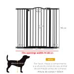 Barreira de Segurança para Cães com Largura Ajustável 74 - 100 cm e Extensões para Escadas e Portas Preto