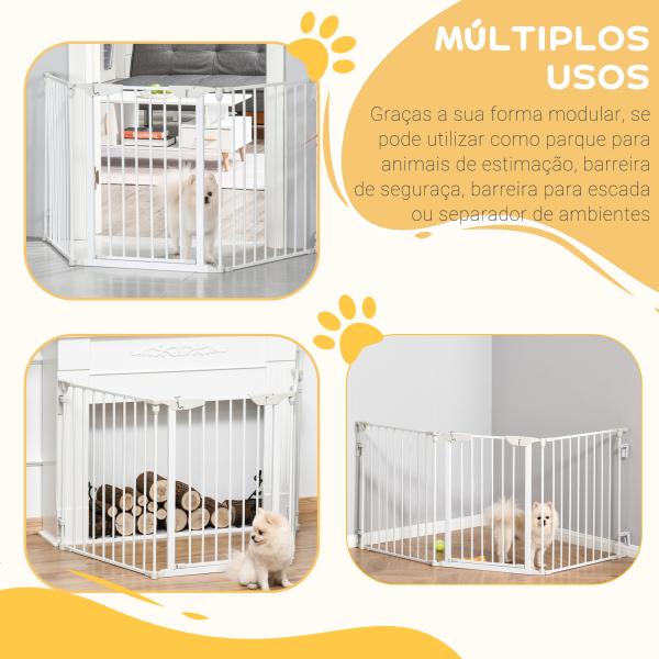Barreira de Segurança para Animais de Estimação Barreira Dobrável de 3 Painéis 180x74,5 cm Branco