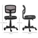 Cadeira de Escritório Operativa Giratória 360° com Altura Ajustável Suporte Lombar 43x48x77,5 - 89,5cm Preto