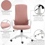 Cadeira de Escritório Ergonómica com Altura Ajustável Função de Inclinação e Encosto Alto 62x56x110 - 119,5 cm Rosa