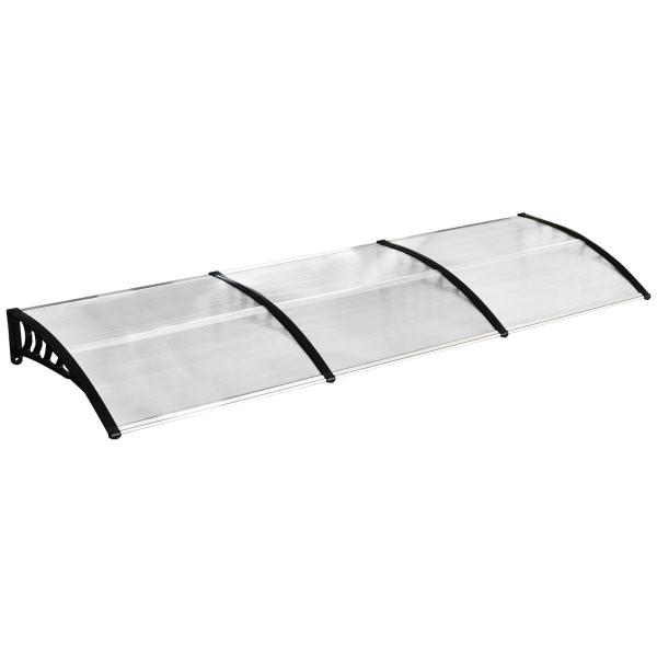 Marquise de proteção solar e chuva para portas e janelas de policarbonato de 5mm 295x90x25 cm Transparente