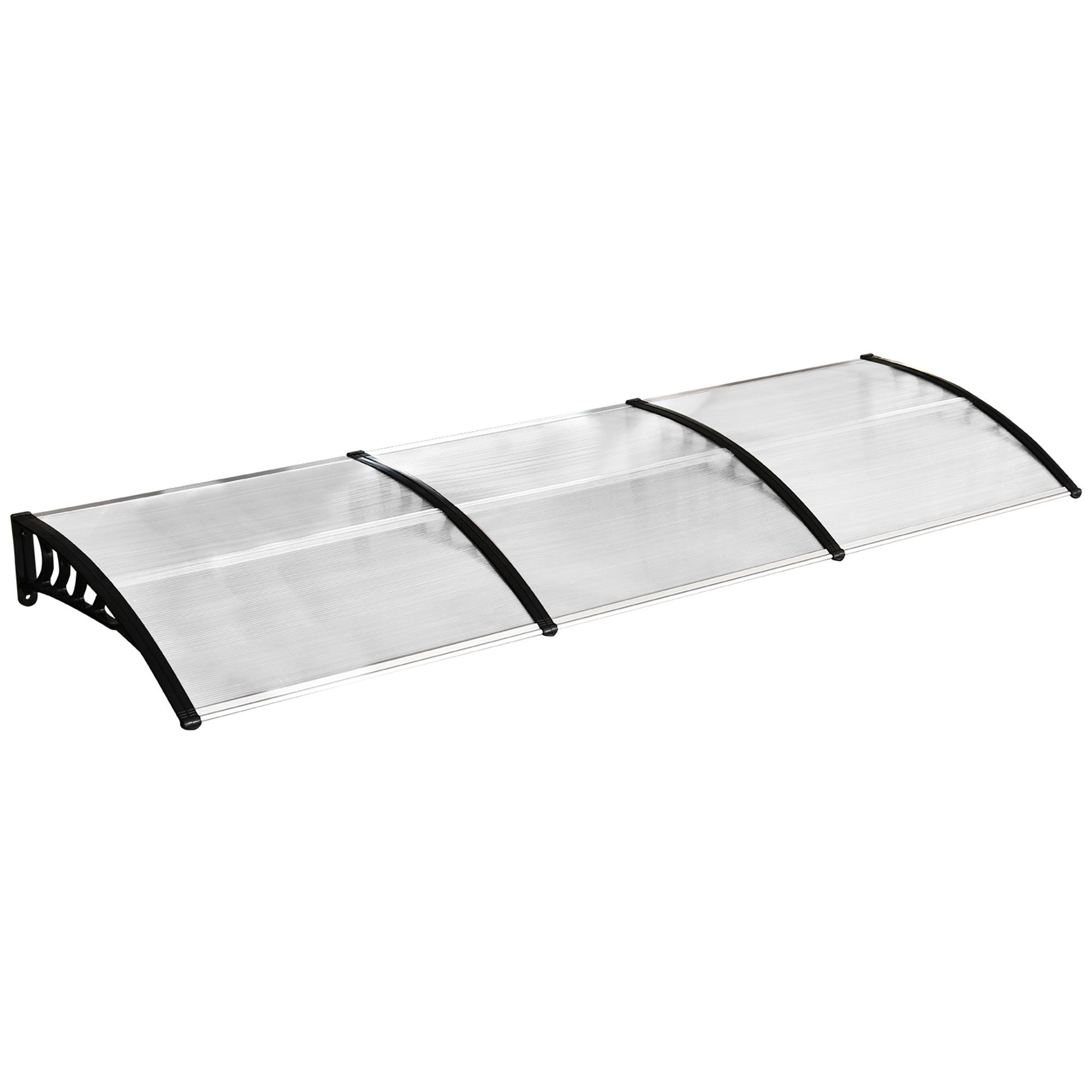 Marquise de proteção solar e chuva para portas e janelas de policarbonato de 5mm 295x90x25 cm Transparente