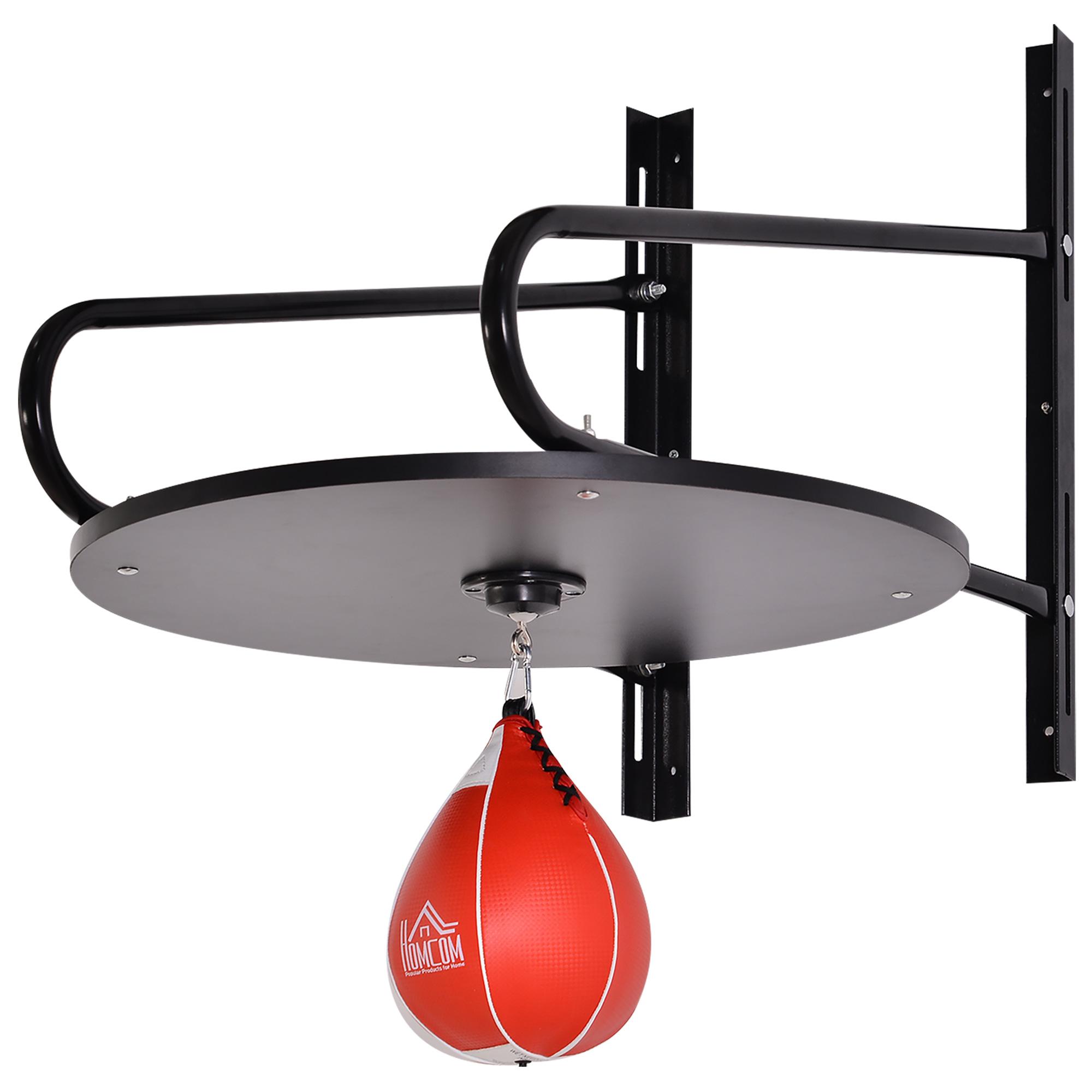 Pera de Boxe com Suporte de Parede com Plataforma Ajustável em Altura Suporte Giratório e Insuflador 60x73x80 cm Vermelho e Preto