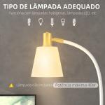 Candeeiro de Pé LED com Altura Ajustável Ecrã Interruptor para Sala de Estar Escritório Quarto 49x21x127 - 160 cm Branco e Dourado