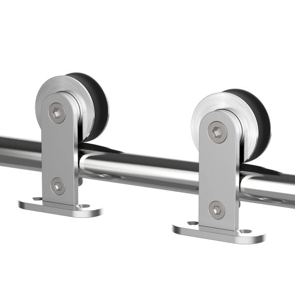 Ferragens para Porta Corredeira Kit de Acessórios para Porta Corredeira com Trilho de Aço Inoxidável Ø2,5x200cm Prata