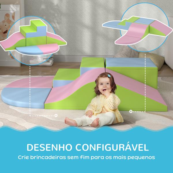 Conjunto de 6 Blocos de Espuma para Crianças de 12 - 36 Meses Brinquedo Educativo de Construção 150x100x24 cm Multicor
