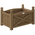 Floreira de Madeira Elevada para Cultivar Plantas Flores Ervas Floreira Retangular 60x39x37 cm Castanho Escuro