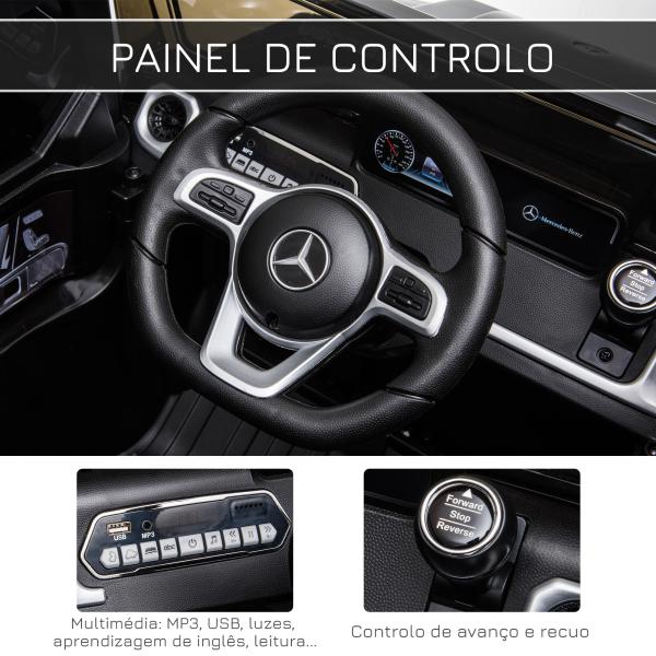 Carro Elétrico BENZ G500 Todo - o - Terreno com Bateria 12V Veículo Elétrico com Música Buzina Velocidade 3 - 5 km/h Preto