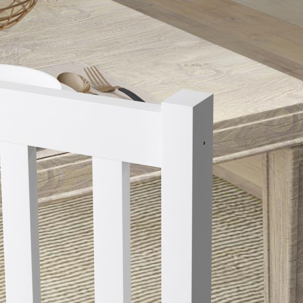 Conjunto de 2 Cadeiras de Sala de Jantar com Encosto de Ripas Estrutura de Madeira de Pinho 38,5x47,5x99 cm Branco
