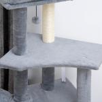 Arranhador para Gatos 127 cm com Caverna Rede Cama Plataformas Rampa de Sisal Bola Pendurada Cinza