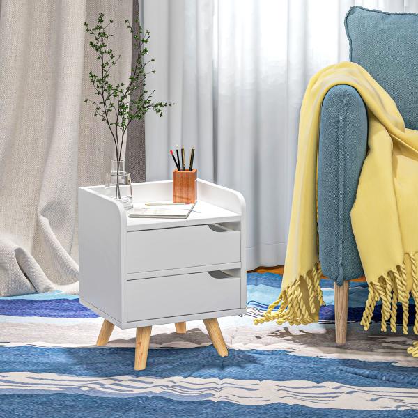 Mesa de cabeceira polivalente com 2 gavetas espaçosas 33x28x42 cm