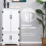 Armário de Cozinha Alto Móvel Auxiliar com 4 Portas e Prateleiras Ajustáveis 60x30x123 cm Branco