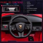 Carro Elétrico Lamborghini SIAN 12V para Crianças de 3 - 5 anos com Controle Remoto Abertura da Porta Música MP3 USB e Faróis 108x62x40cm Vermelho
