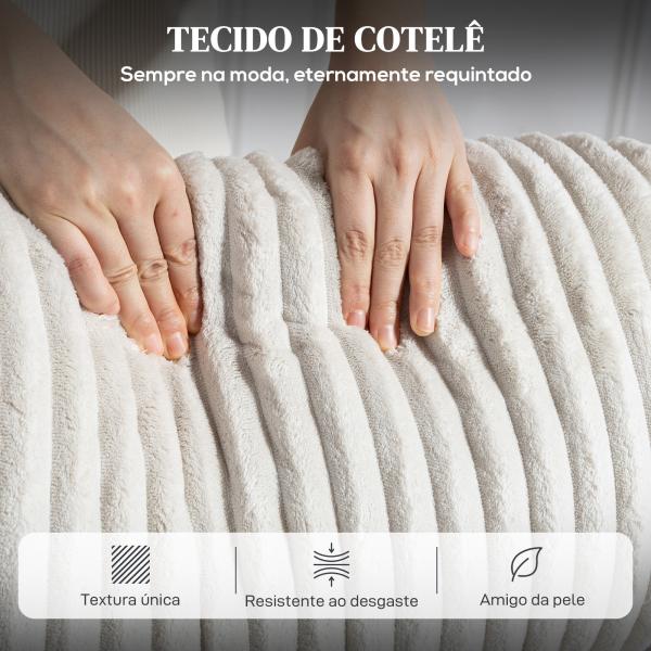Poltrona Relax Reclinável Manual Estofada em Veludo com Apoio para Pés 73x86x100 cm Creme
