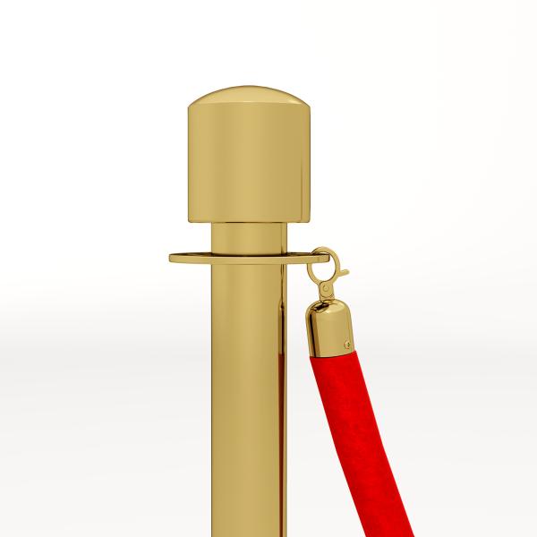Conjunto de 2 Postes Separadores em Aço Inoxidável com Corda de Veludo Vermelho de 1,5 m e Base Preenchível Dourado