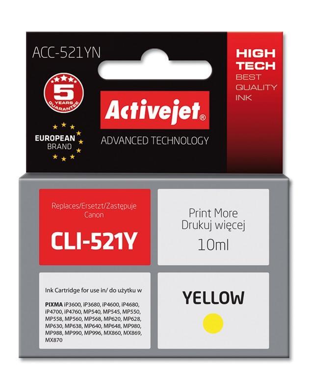 Tinteiro Compatível CLI - 521Y Canon (Amarelo) - ACTIVEJET
