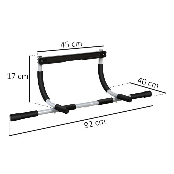 Barra de Elevação para Porta Barra de Pull Up para Exercícios de Treino em Casa Carga Máxima 110 kg 92x40x17 cm Preto