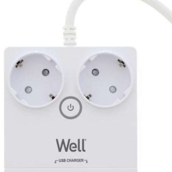 Extensão Protectora Dupla 36800W c/ 4x USB (3 mts) - WELL