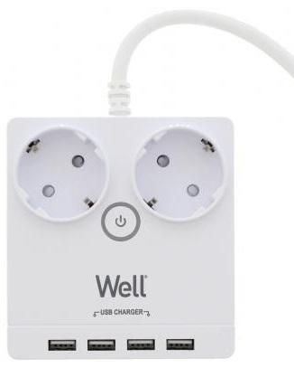 Extensão Protectora Dupla 36800W c/ 4x USB (3 mts) - WELL