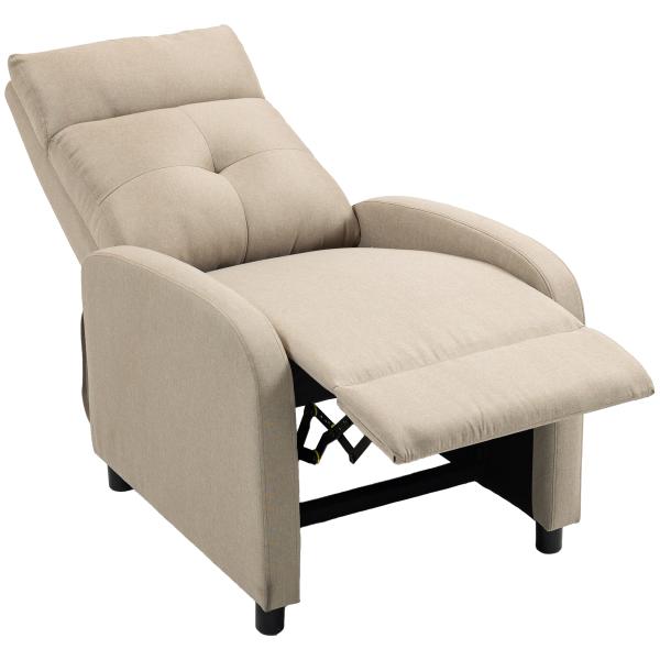 Poltrona Relax Reclinável até 155° Poltrona Reclinável Manual para Pessoas com Altura Inferior 195 cm 67x87x98 cm Bege