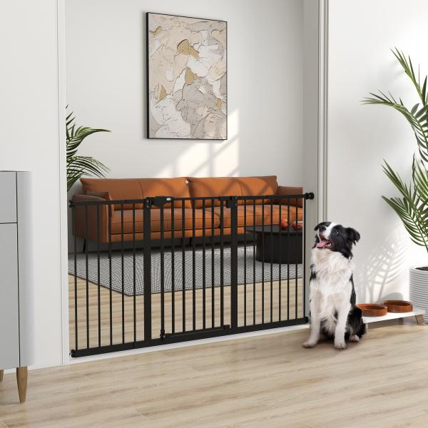 Barreira de Segurança Extensível para Portas e Escadas com Fechamento Automático e Sistema de Duplo Bloqueio 74 - 147,5x76,2 cm Preto