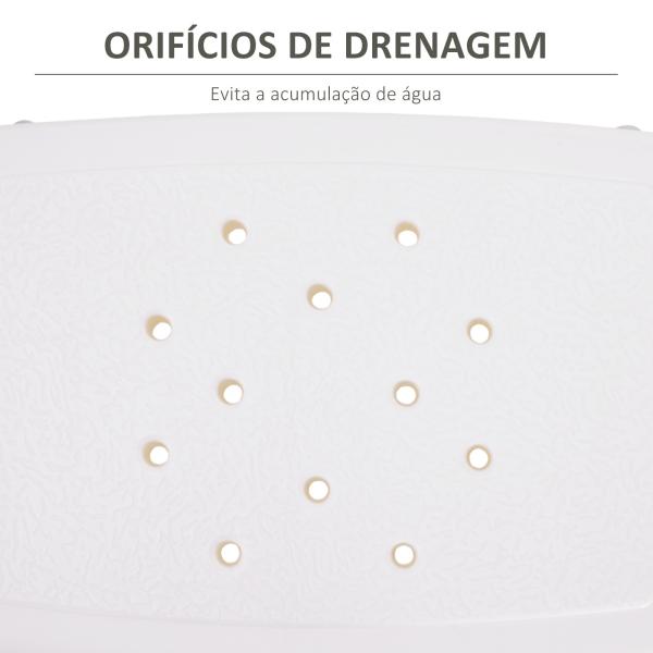 Banquinho de Duche Cadeira Banho 8 Posições Altura Regulável com Tampões de Borracha