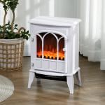 Lareira Elétrica Portátil 1000/2000W com Efeito de Chama Realista e Proteção Contra Superaquecimento 41,5x28x54 cm Branco