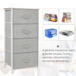 Cómoda Organizador com 4 Gavetas de tecido para sala de estar quarto 45x30x92cm