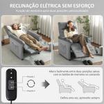Poltrona Relax com Aquecimento Lombar e Massagem por Vibração Reclinável Função de Memória 82x99x106 cm Cinzento
