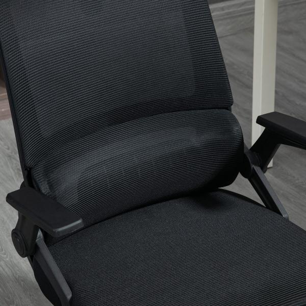 Cadeira de Escritório de Malha Confortável Giratória com Altura e Apoio para a Cabeça Ajustáveis Apoio Lombar Preto 60x61x104,5 - 121,5 cm