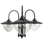 Candeeiro Solar de Jardim com 18 Luzes LED Branco Frio 6000K Impermeável IP44 Sensor de Noite e Base em Forma de Floreira Candeeiro de Exterior para Terraço Pátio 60x55x189cm Preto