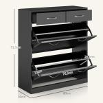 Sapateira Estreito com 2 Compartimentos e 2 Gavetas para 12 Pares de Sapatos 80x30x91,5 cm Preto
