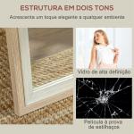 Espelho de Pé 37x157 cm Espelho de Corpo Inteiro com Estrutura de MDF e Suporte Branco e Madeira Clara